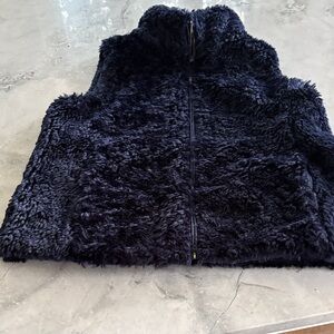 Talbots Women’s Faux Fur Vest - Dark Blue